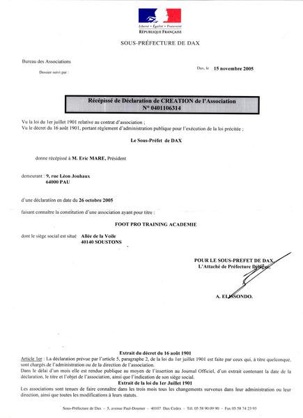 Foot pro training academy certificat